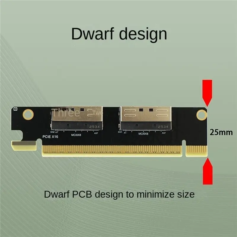 AT82-Pcie 4.0 X16 To Dual MCIO X8 Bifurcation Splitter Card Pcie To MCIO Adapter For GPU For AI Training VFX Render Workstations