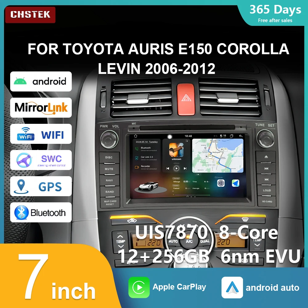 CHSTEK 7862 12G+256G Car Radio Stereo Android 13 Carplay For Toyota Auris E150 Corolla Levin 2006-2012 Navigation Bluetooth WIFI