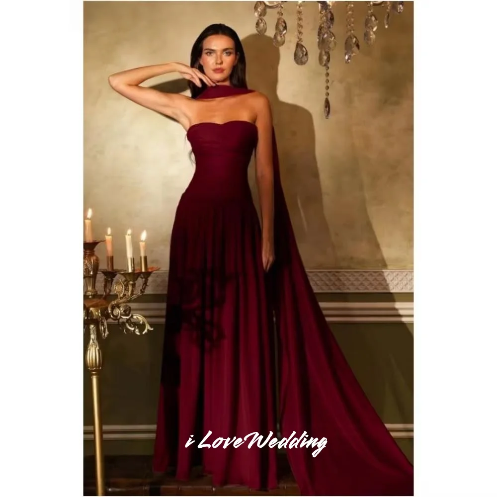 Purple Strapless Evening Dresses 2025 Sleeveless Backless A-Line Pleated Floor-Length Long Wedding Party Dresses Customized