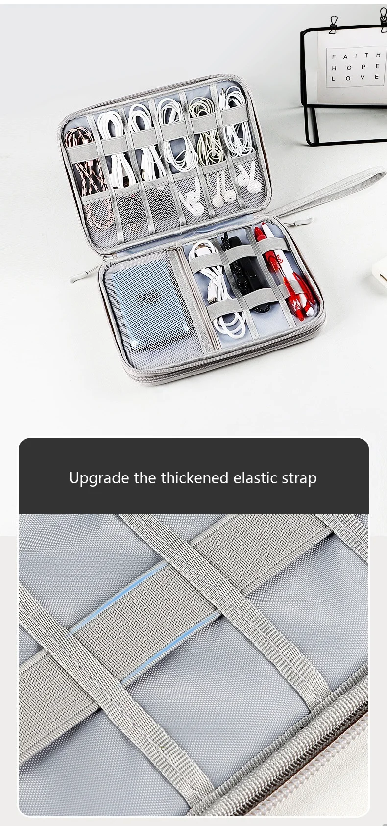 Große Kapazität Digitale Zubehör-Aufbewahrungstasche Wasserdichter Kabel-Organizer-Beutel für Kopfhörer und USB-Laufwerke – Detail 11