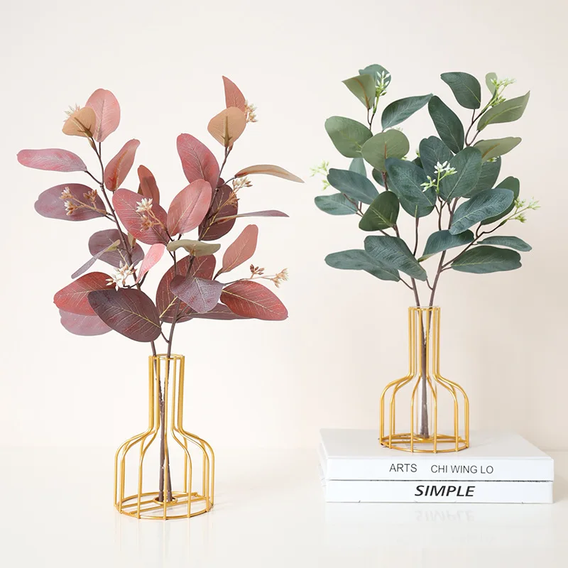 Artificial Plant Silk Leaves Short Twig with Fruit Eucalyptus Home Living Room Decoration Simulation Flower Fake Eucalyptuses