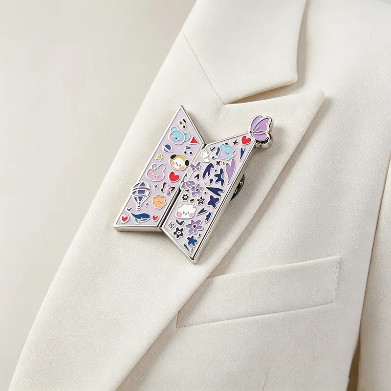Trend Cute Cartoon Graffiti Butterfly Enamel Brooch Colorful Drip Oil Lapel Pin Fashion Clothing Decorative Badge Gift for Girls