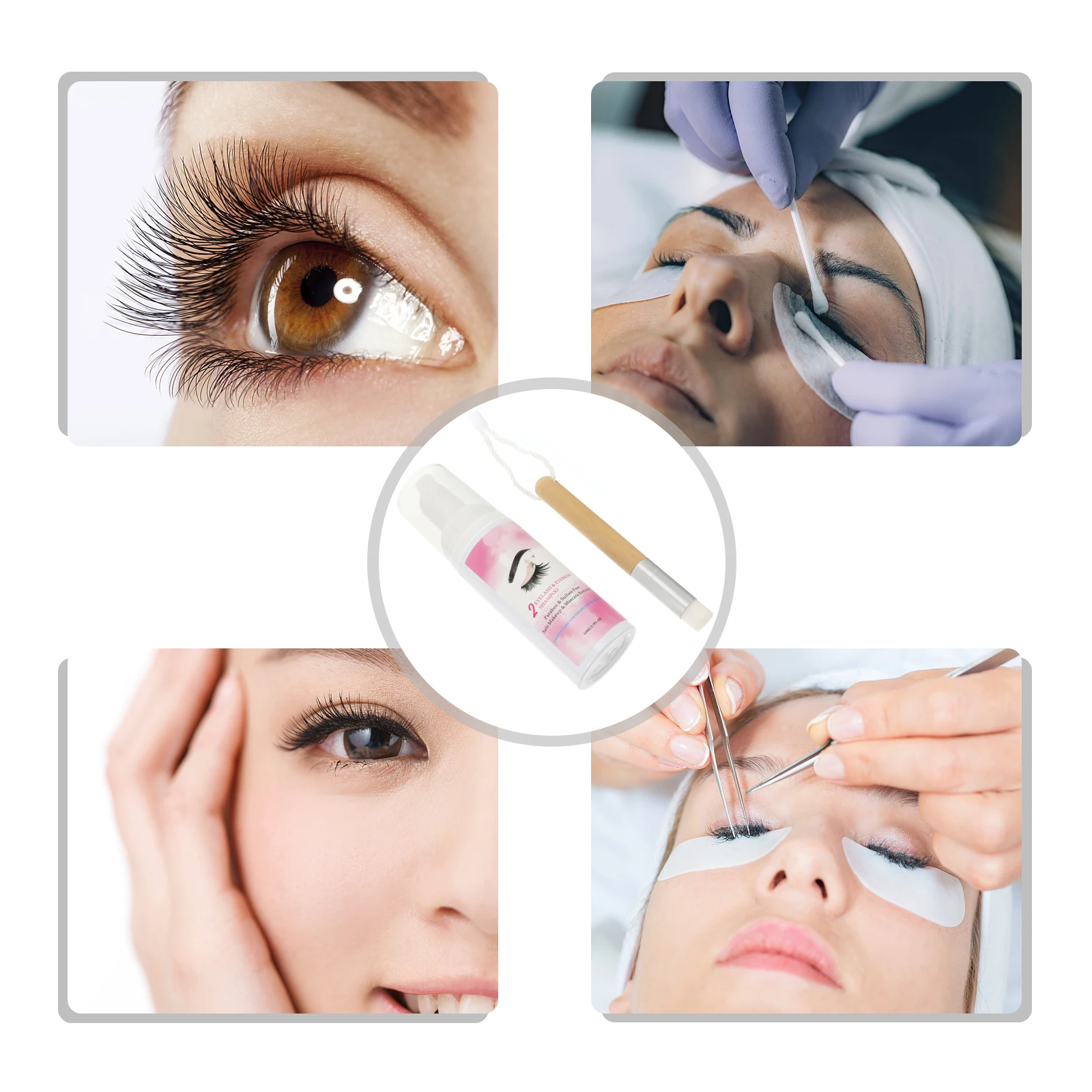 

50ml Foaming Lash Shampoo Cleaner Eyelash Extension Portable Travel Suitcase Mascara Residue Remover Brush Lash Shampoo