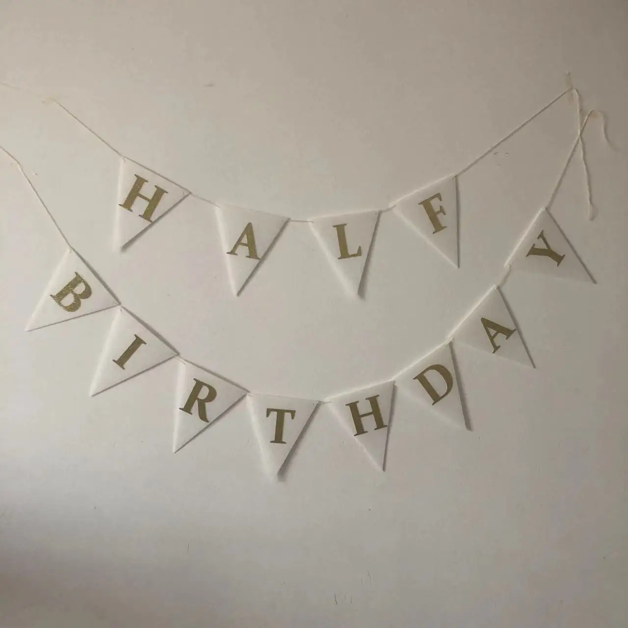 INS Baby Gold Glitter White Happy Birthday Garland Bunting Banner Pennant Half Birthday 100 Days Decor