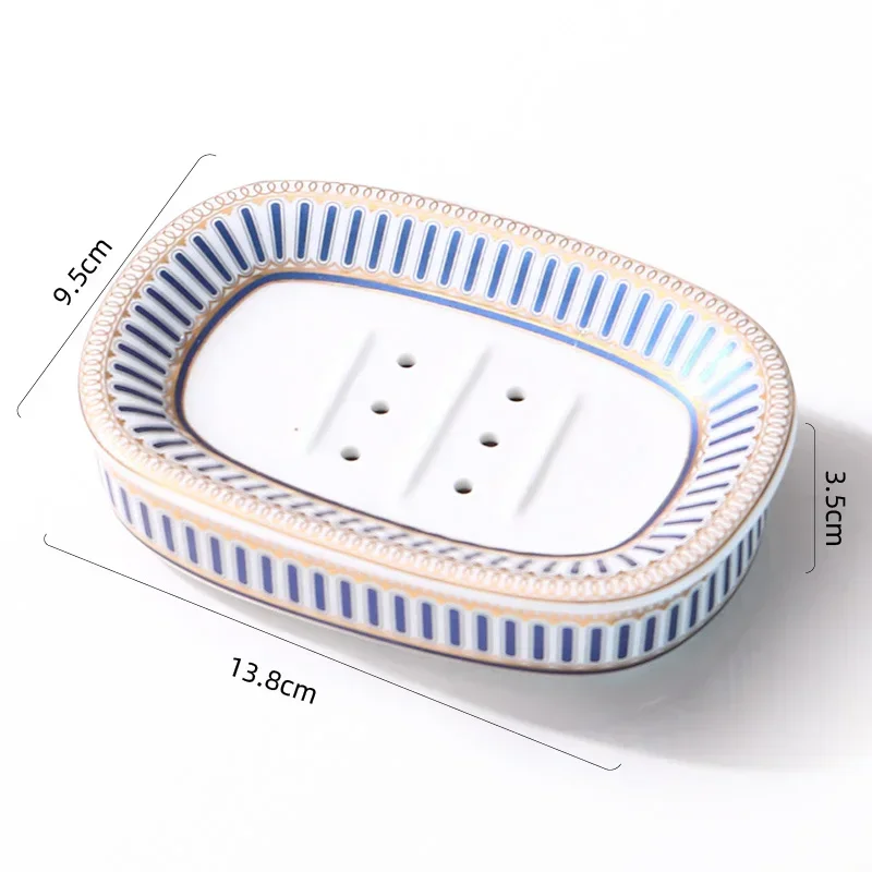 Nordic Home and Hotel Gold Inlay Double Layer Soap Holder Bathroom Ceramic Soap Dish with Drain Bathroom Accessories 2024