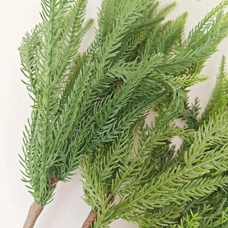 5/1 قطعة فروع الصنوبر واقعية لينة انحناء الاصطناعي نورفولك الصنوبر إبرة فرع DIY اكاليل جارلاند زينة عيد الميلاد