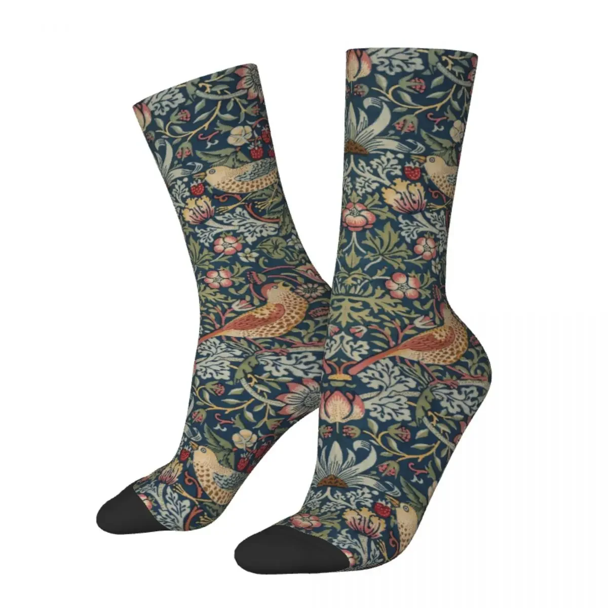 

New Men's Socks Harajuku Vintage William Morris Strawberry Sock Polyester High Quality Women's Socks Spring Summer Autumn Winter