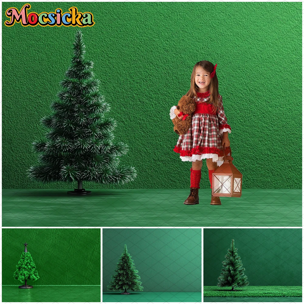 

Mocsicka Green Christmas Tree Photography Background Shooting Props Xmas Wall Decoration Adult Children Photo Backdrop Wallpaper
