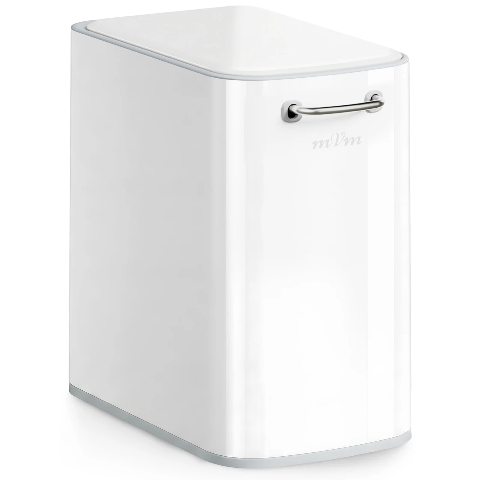 

mVm Manual Opening Trash Can with Lid, 9-Liter Capacity, Slim and Stylish, Stainless Steel Material, Waterproof, Stain-Resistant