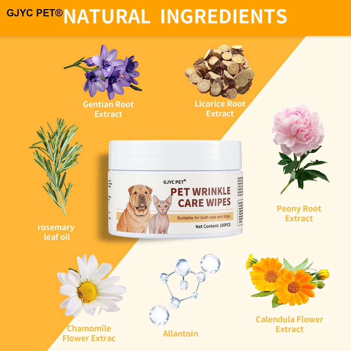 Pet Wrinkle Care Wipes Gentle Cleanses Soothes Refreshes Deodorizes Sensitive Skin Friendly For All Breeds Dogs And Cats