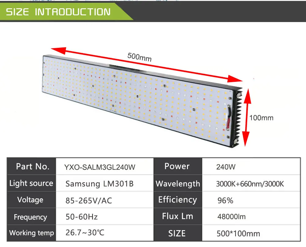 Imagem -05 - Lâmpada Full Spectrum Phyto para Estufa Iluminação Hidropônica para Crescimento de Plantas Samsung Lm301h Diodo Led Grow Light 240w 480w 720w 2000w