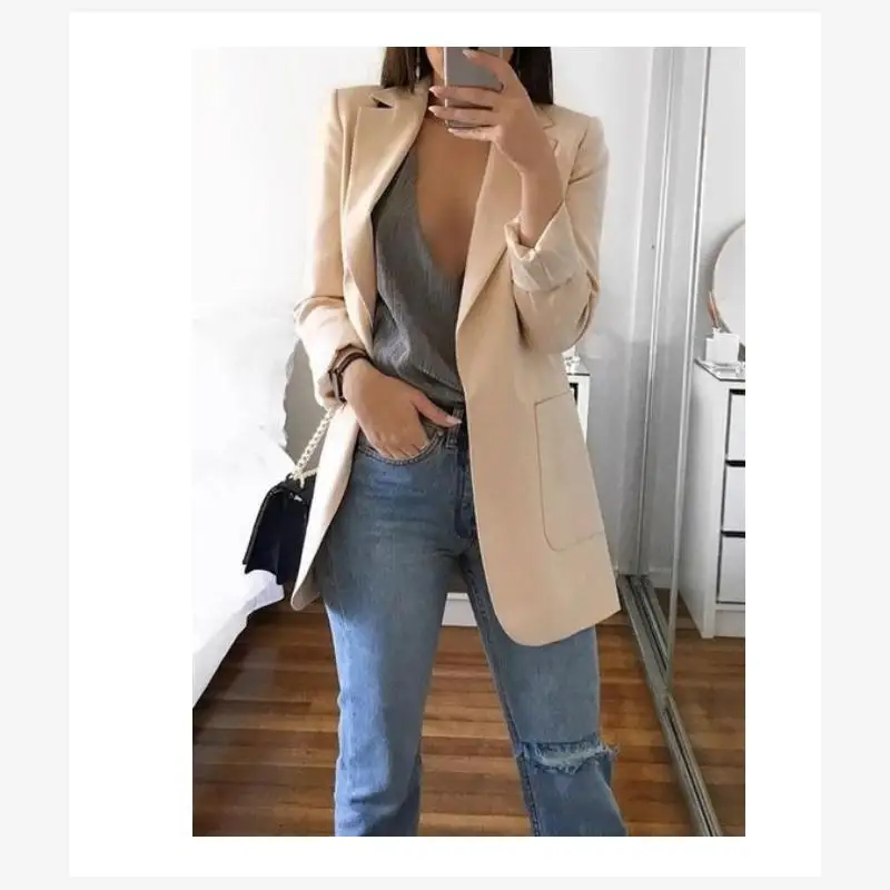 

Slim Fit Fashionable Casual Autumn Winter Women's Cardigan Coat with Stand Collar Street Style Long Sleeve Color Polyester