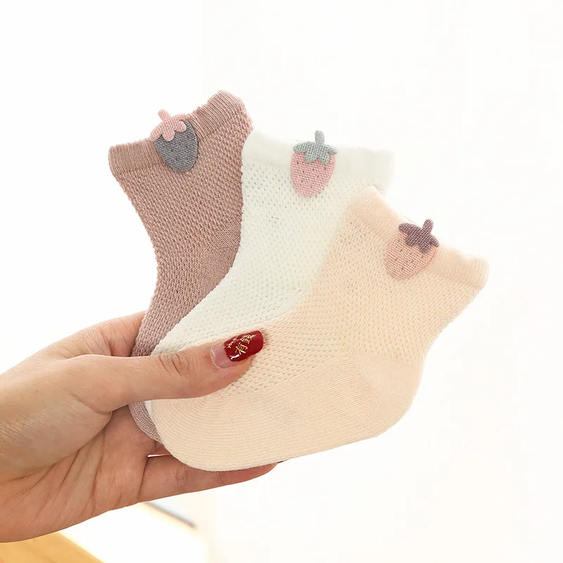

3Pairs Newborn Baby Girl Boy Socks Summer Mesh Thin Infant Socks for Girls Boys Solid Cotton Casual Toddler Kids Sock 0-5Years