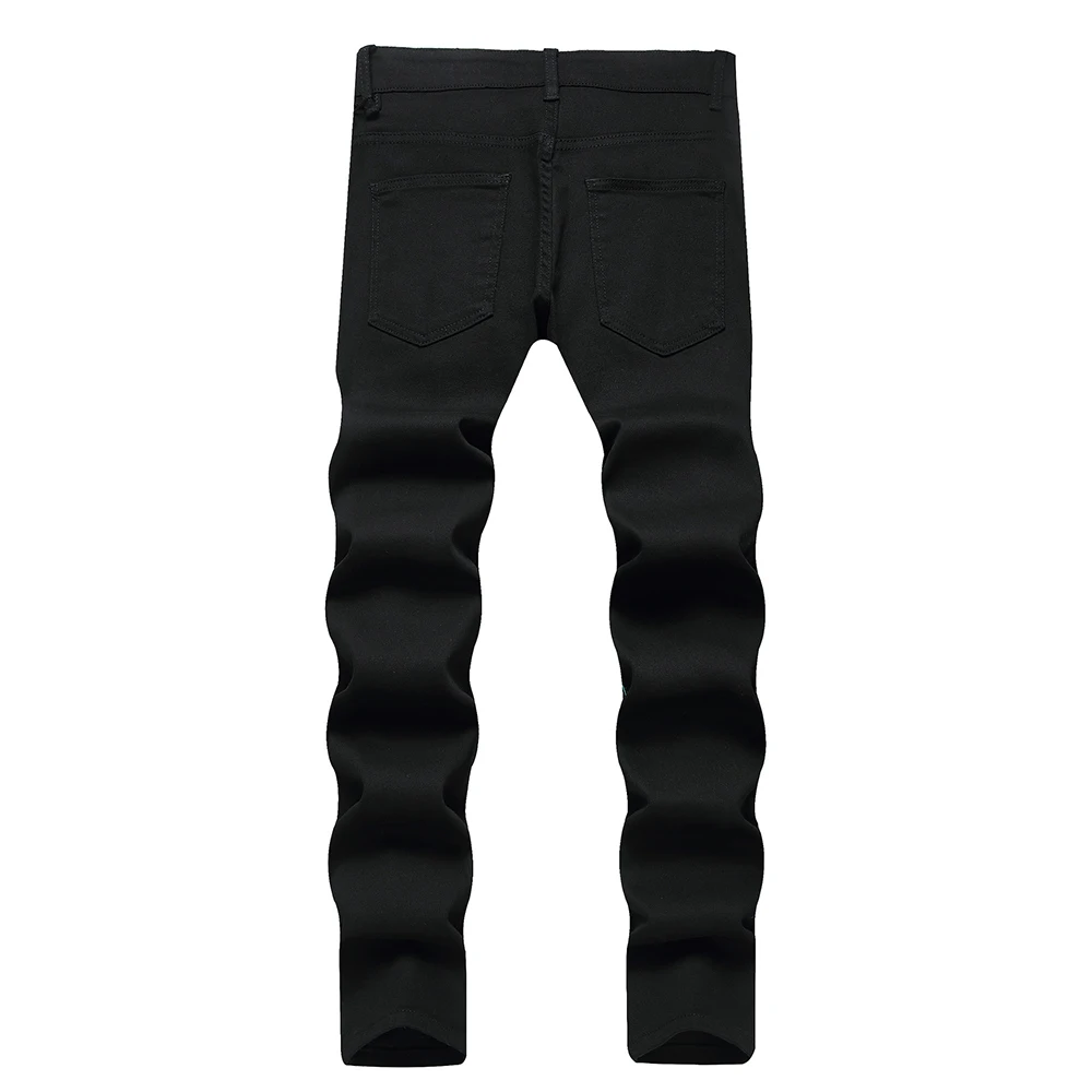 Men's Snake Print Jeans Fashion Punk Letters Black Stretch Denim Pants Gothic Slim Tapered Trousers view 2