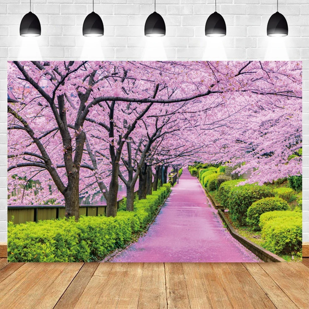 Frühlingsblume Bäume Hintergrund Natur Blumenwald Outdoor Geburtstag Party Porträt Hochzeit Fotografie Hintergrund Fotostudio