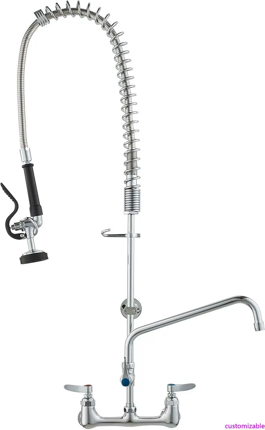 

Настенный смеситель для кухонной мойки VEVOR с распылителем для предварительного ополаскивания, высота 36, 8 центров, 12 выливок, латунная конструкция