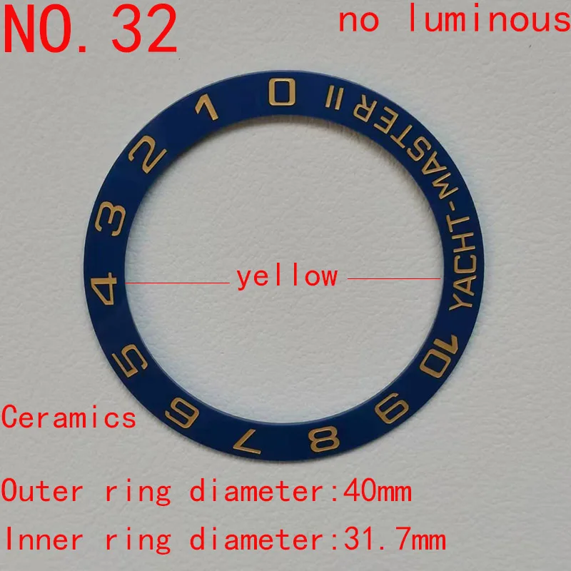 High-end  40mm*31.7mm Sloping High-quality Ceramic Bezel Insert  Fit 43-44mm Yacht-Master II Watch Case Accessories No  Luminous