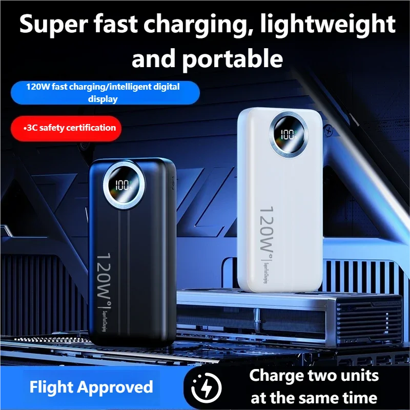 

Портативный внешний аккумулятор 120 Вт, 200000 мАч, сверхбыстрая зарядка, сверхбольшая емкость, для iPhone, Xiaomi, Huawei