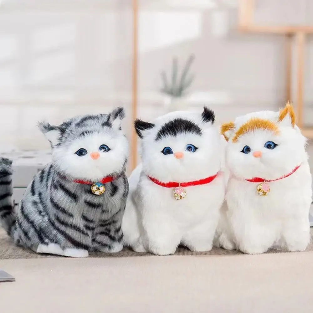 Kawaii رقيق محاكاة القط الإبداعية مريحة القطط مع الصوت التفاعلية لينة الحيوانات المحشوة دمية سيارة الديكور #4