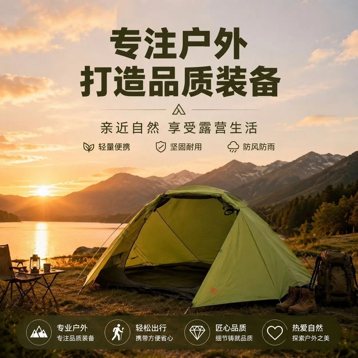 Carpa de camping portátil de gran capacidad para exteriores, resistente al viento y al agua, con poste de aluminio, ajuste rápido y doble capa
