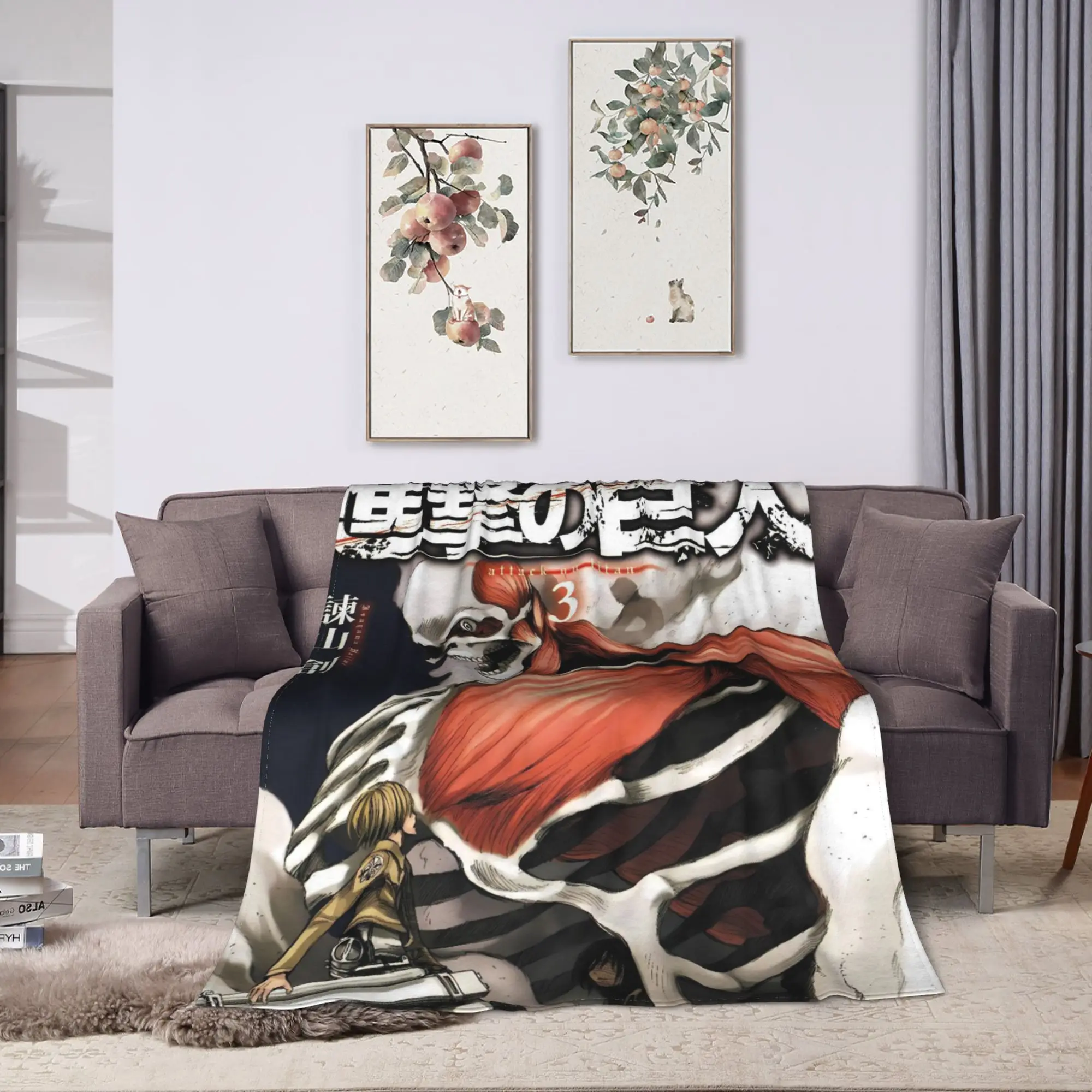 Attacks on Titans Soft Blanket  Airplane Travel Plush Throw Blanket Funny Couch Chair Flannel Bedspread Sofa Bed Cover