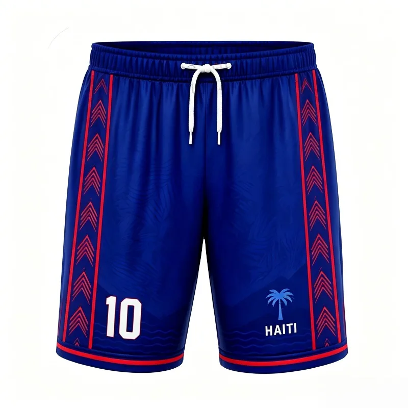 Caribbean Island Theme Printed Sports Pentagram Pants with Wave Coconut Tree Pattern Loose Fitness Training Soccer Pants