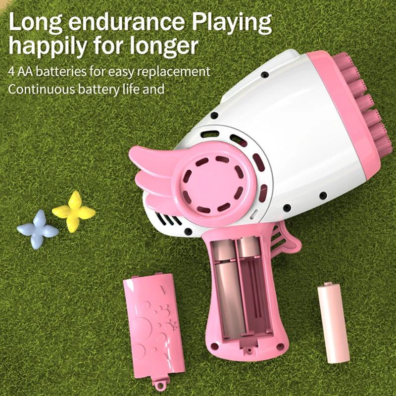 40-gaats handheld engelenvleugel bubble machine automatisch speelgoed bubble gun outdoor bruiloft evenement rekwisieten verjaardagsfeestje gunsten outdoor wa