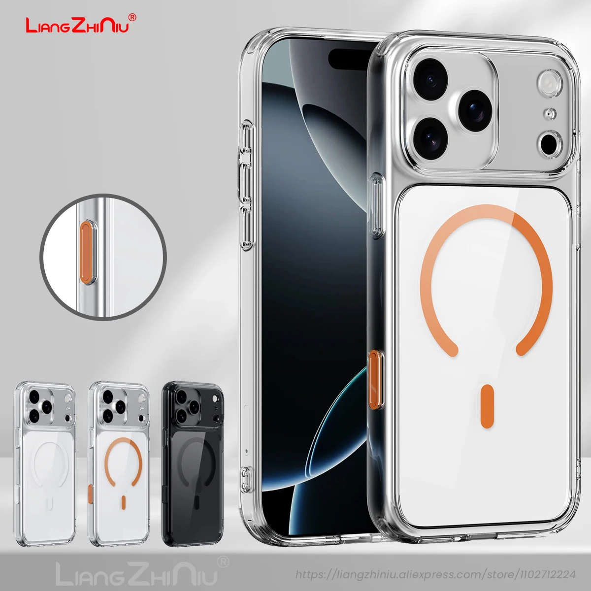 

(С кнопкой камеры) для Iphone 17 Pro Max 17 Air 17 Pro 17, магнитный чехол для телефона Magsafe, зарядка из ТПУ + ПК, прозрачный чехол