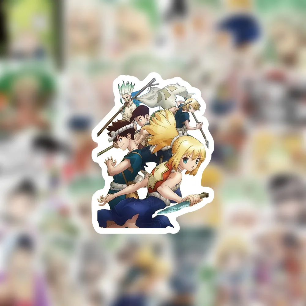 สติกเกอร์การ์ตูนดร.สโตน 54 ชิ้น จากญี่ปุ่น สำหรับตกแต่งสมุดโน้ต กระเป๋าเดินทาง กีตาร์ โทรศัพท์ ตู้เย็น