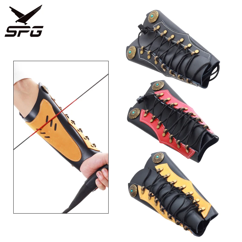 

Archery Arm Guard Shooting Hunting Protective Equipment Compound Recurve Traditional Bow Leather Forearm Protector Bracers Gear