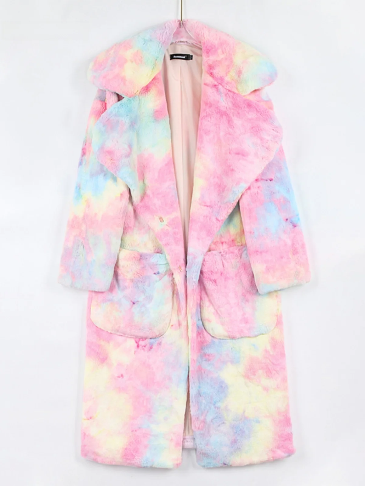 Nerazzurri Oversize Long Young Style Women's Fashionable Loose Coat Dyed Leather Fur Collar Jacket Korean Version Winter Coat
