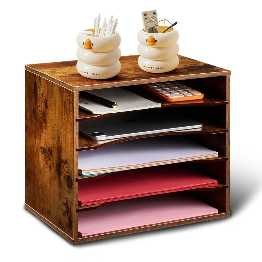 

Органайзер для бумаги, деревянный настольный органайзер, лоток для хранения писем, сортировщик файлов с регулируемыми полками для домашнего офиса