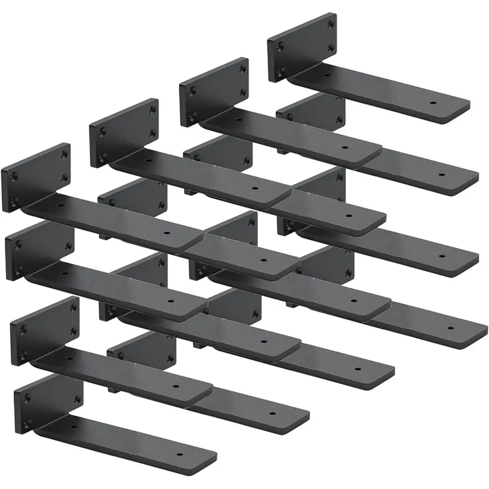 

16 Pack Shel Brackets 10 Inch loating Shel Bracket 1/5 inch Thick Heavy Duty Hidden Shel Brackets Iron Metal Brackets or Shel Su