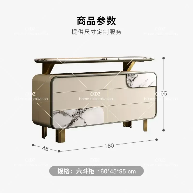 Light Luxury Six Bucket Cabinet Italian Style Dining Sideboard Living Room Bedroom TV Stand Storage Entryway Console Table