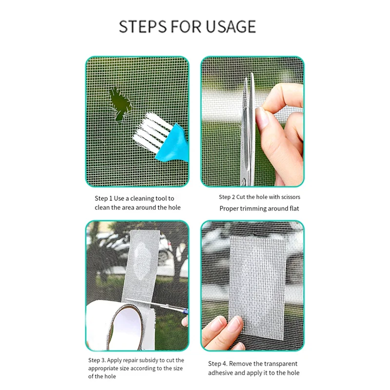 

A76F-30PCS Screen Repair Tape Avoid Insect Fly Door Window Mosquito Net Patch For Repair Holes Tears White Black Gray