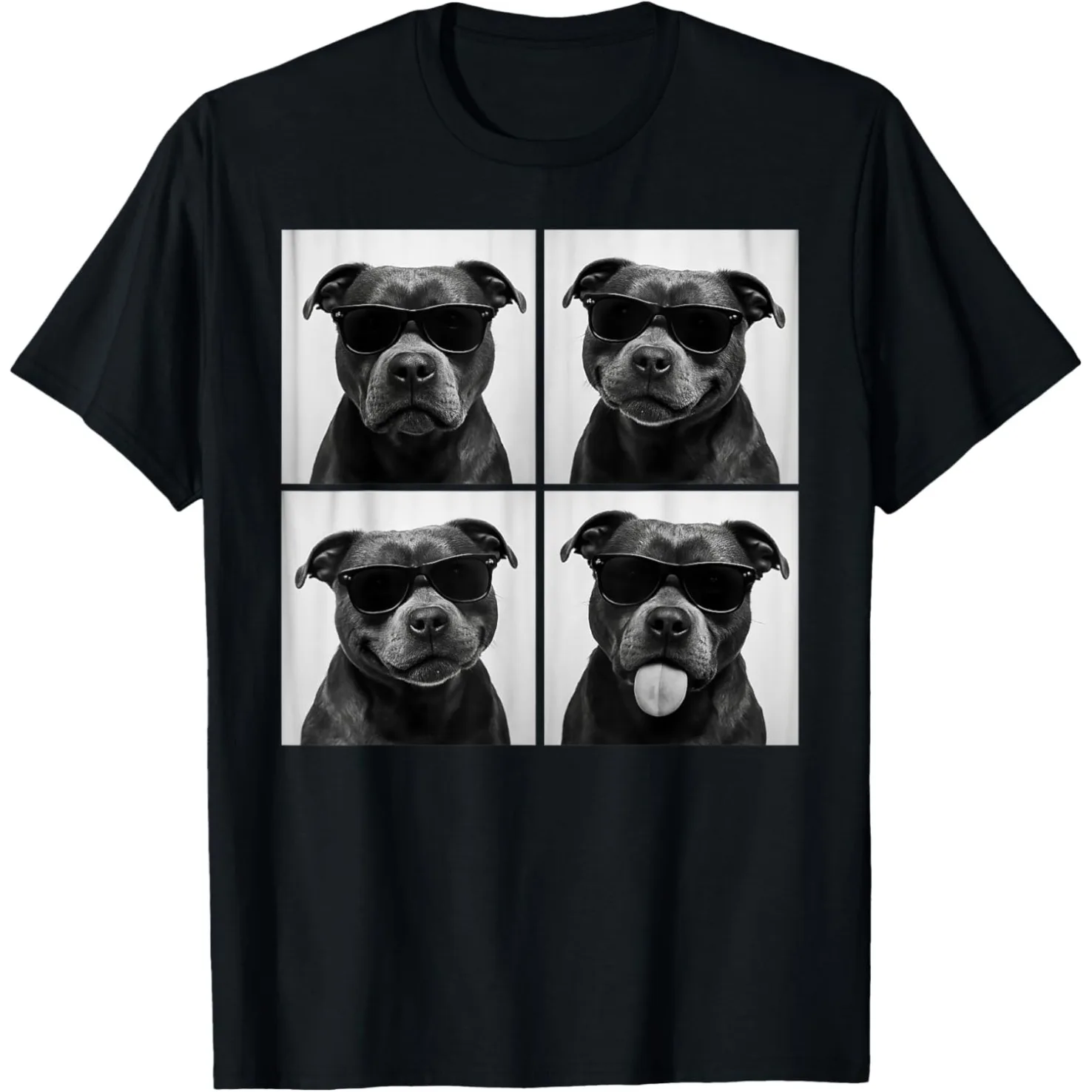 Funny Staffordshire Bull Terrier Lover Cute Dog Photo T Shirts Men Cotton Humor Streetwear Short Sleeve Unisex Loose Clothing