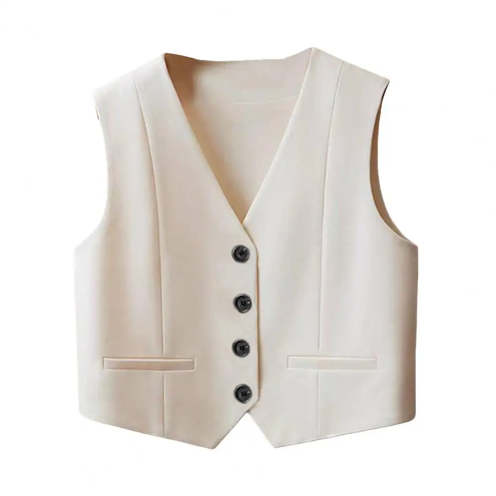 

Женский жилет с V-образным вырезом, укороченный, винтажный, на пуговицах, шикарный, для офиса и повседневной носки
