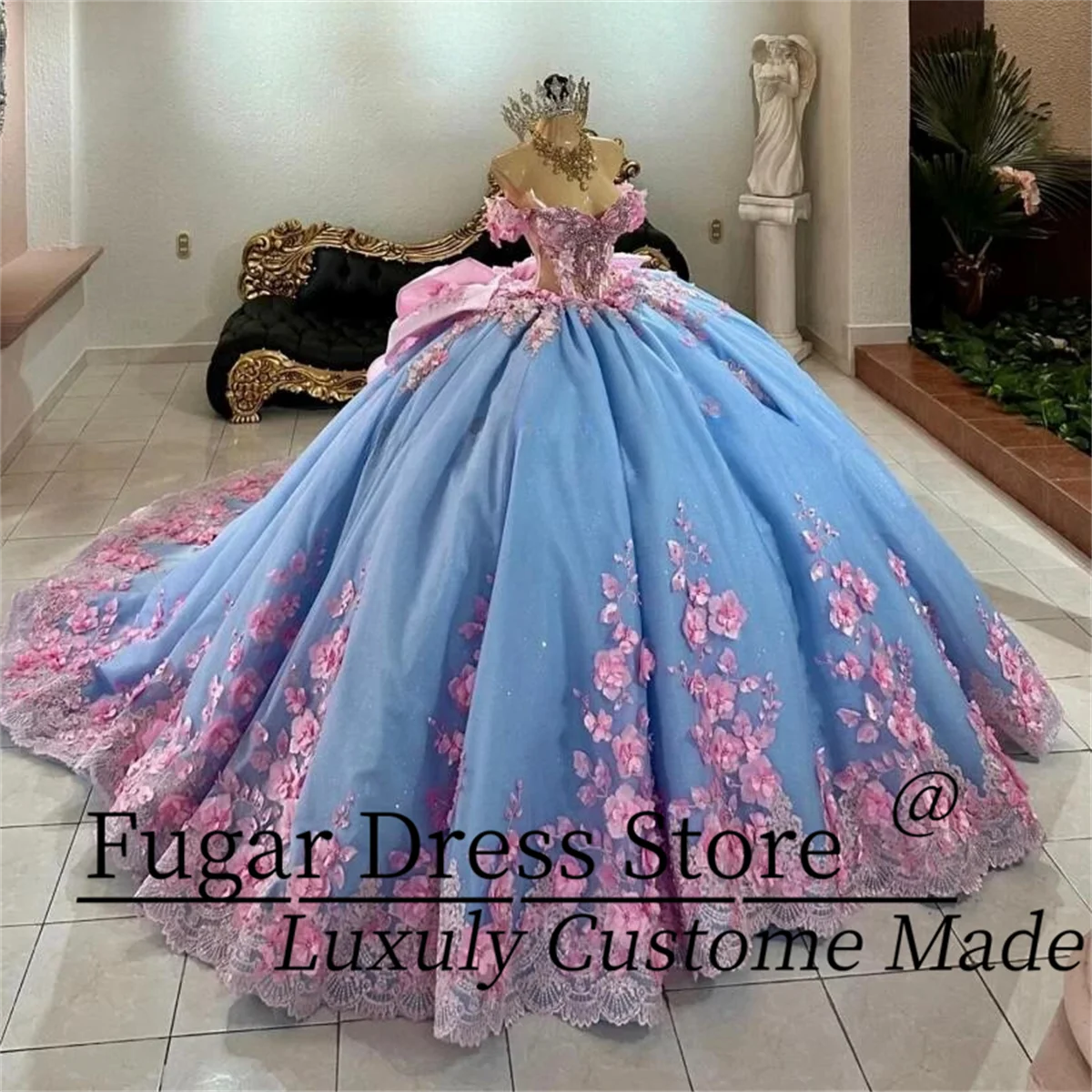 

Роскошное платье Quinceanera с v-образным вырезом по индивидуальному заказу, модное платье с 3D цветочной аппликацией, иллюзия, пышные платья для выпускного вечера, Vestidos De Novia
