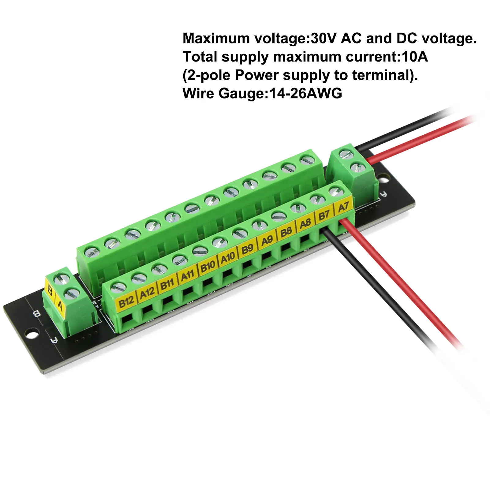 2 Units Power Distributor 10A 2 Inputs 12 Pairs Outputs for DC AC Voltage Distribution Module PCB014