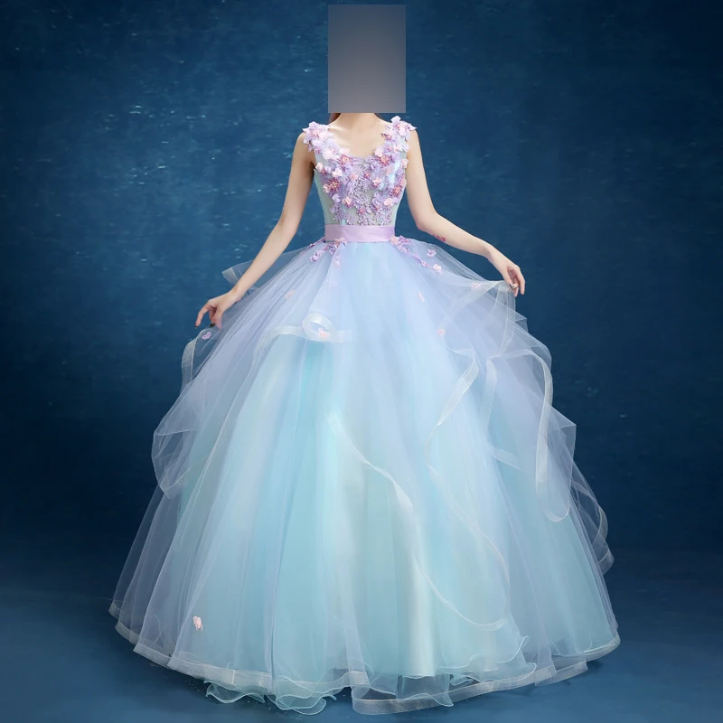 Mode Baljurk Vrouwen Quinceanera Jurken Bloemen Tule Prom Verjaardagsfeestjurken Formele Vestido De 15 Anos Abenkleider