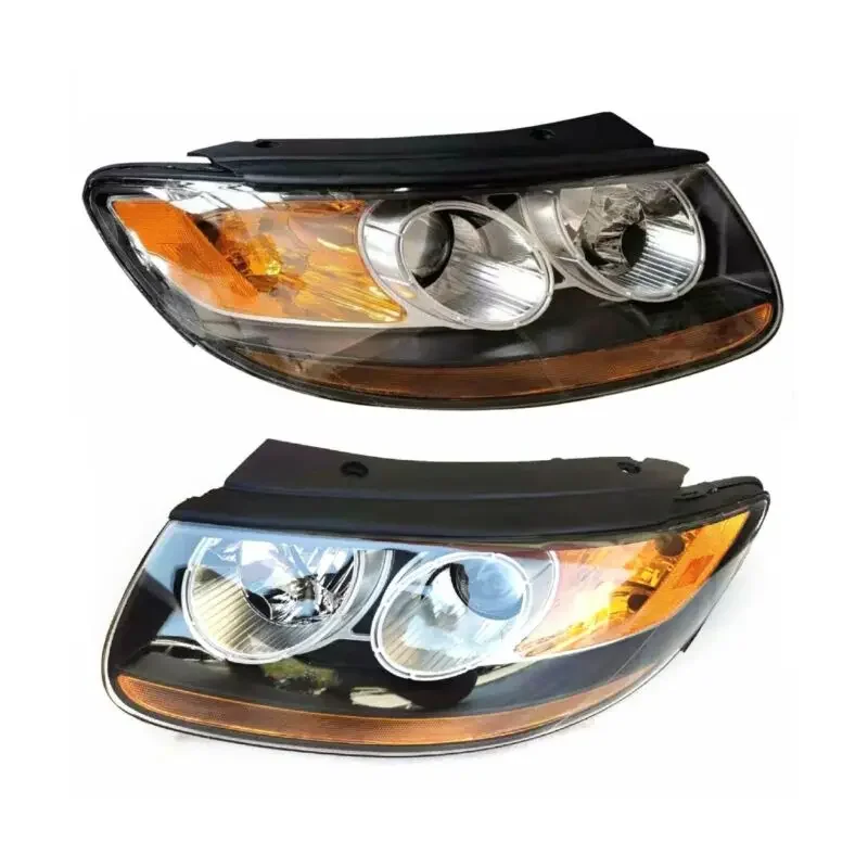 

2007 2008 2009-2012Hyundai Santa Fe Headlight Assembly Black Housing HID Left Driver and Right Passenger Side Headlight Headlamp