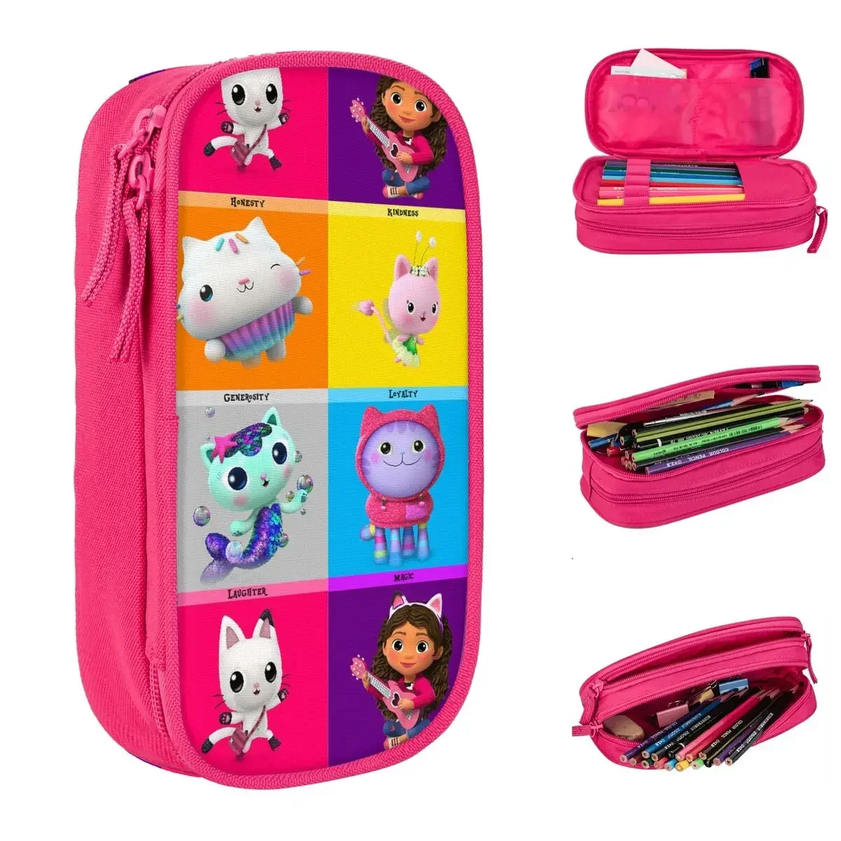 

Gabby Dollhouse Collage Pencil Cases Cute Cartoon Pen Bags Girls Boys Big Capacity School Supplies Gift Pencil Box