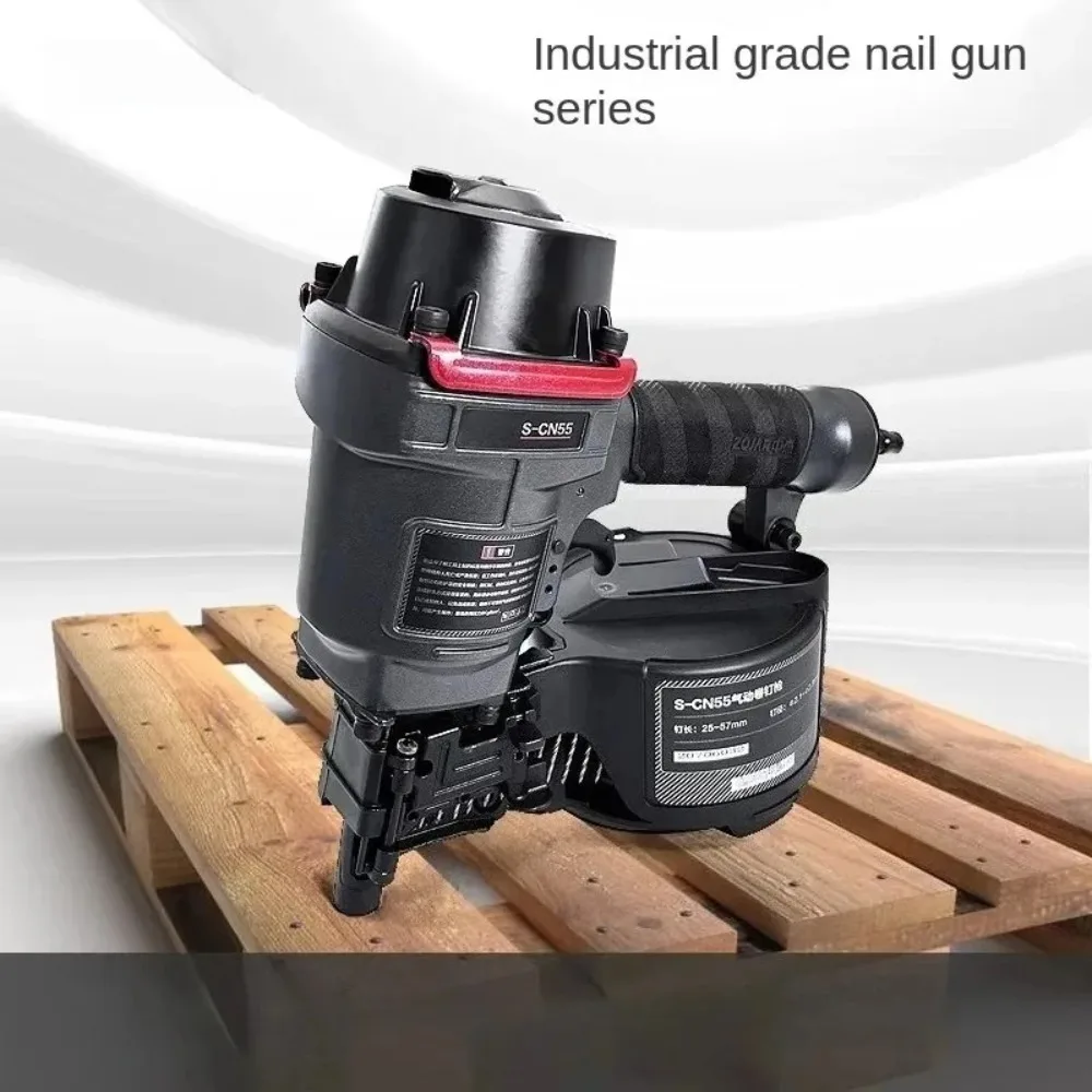 Pneumatic Coil Nailer Heavy Duty Coil Nail Gun for Woodworking Wooden Box Cable Drum Pallet Nailing Fastening Power Tool Kit