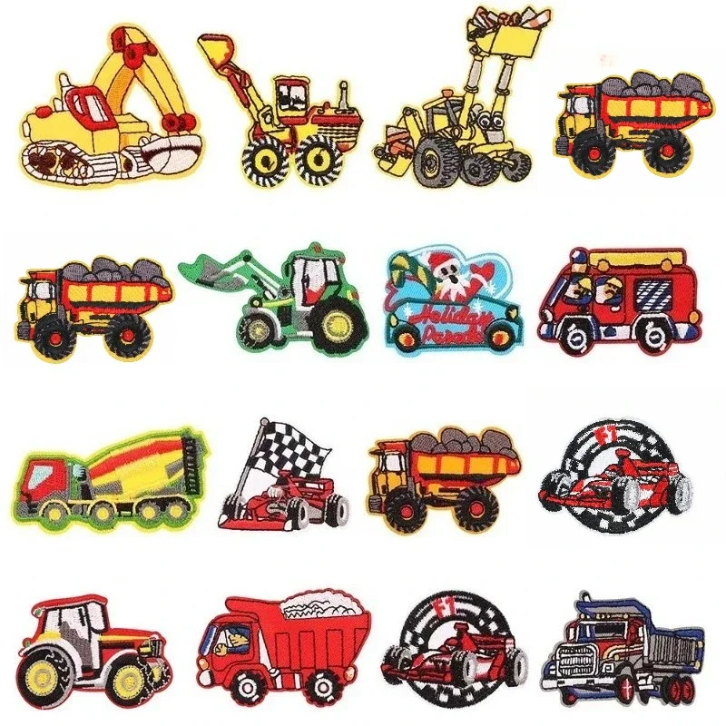 

Construction Vehicle Embroidery Cloth Sticker Adhesive Excavator Large Truck