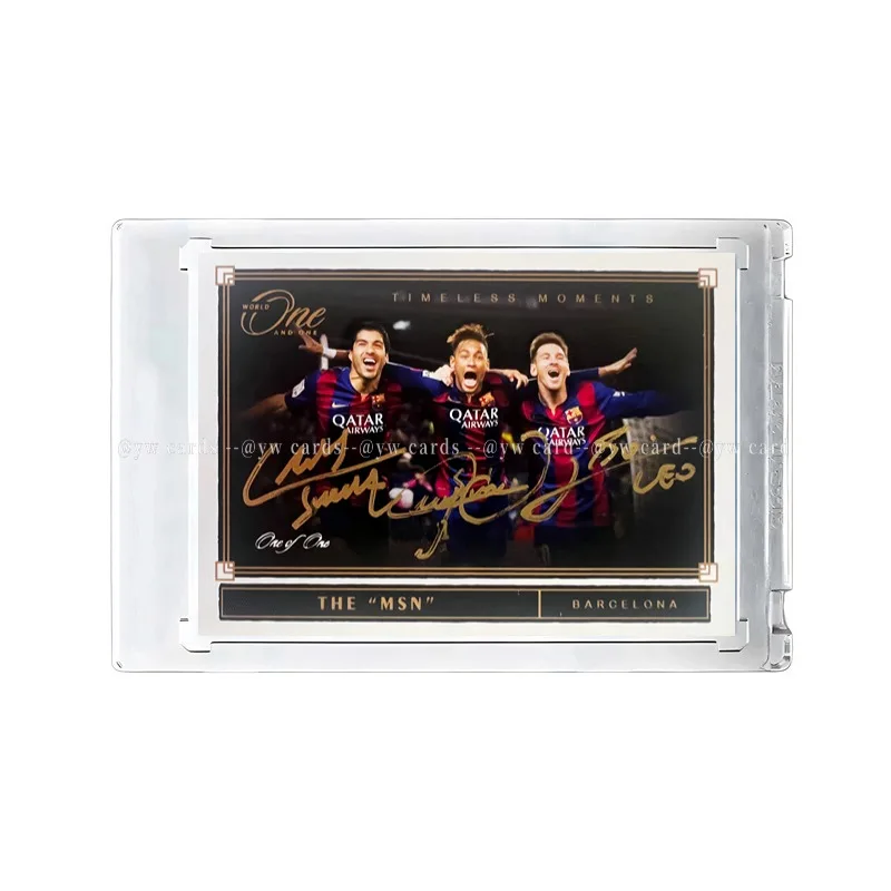 Tarjeta de estrella de fútbol Messi & Neymar & Suárez, tarjeta flash firmada MSN casera DIY, tarjeta refractiva, tarjeta de envío, ladrillo Barcelona