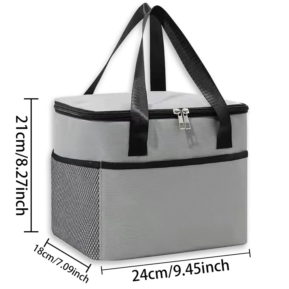 Lunch Bag Cooler Bag Aesthetic Thermal Bags Grey Color Pocket Cute Sweet Trendy Wreath Series Printing Tote Food Storage Bags