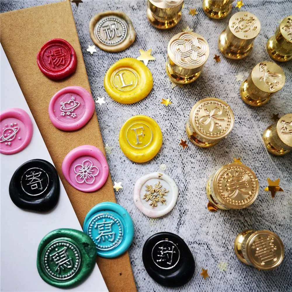 MINI wax stamp 12mm 1.2cm diameter brass head fresh logo Cherry Blossom/Pearl Milk Tea/plante/Strawberry/Knot Cake seal stamp