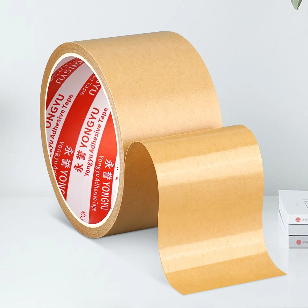 Heavy Duty Kraft Paper Masking Tape, Strong Sticky Brown Writable Paper Tape for Covering, Labeling & Packaging Use