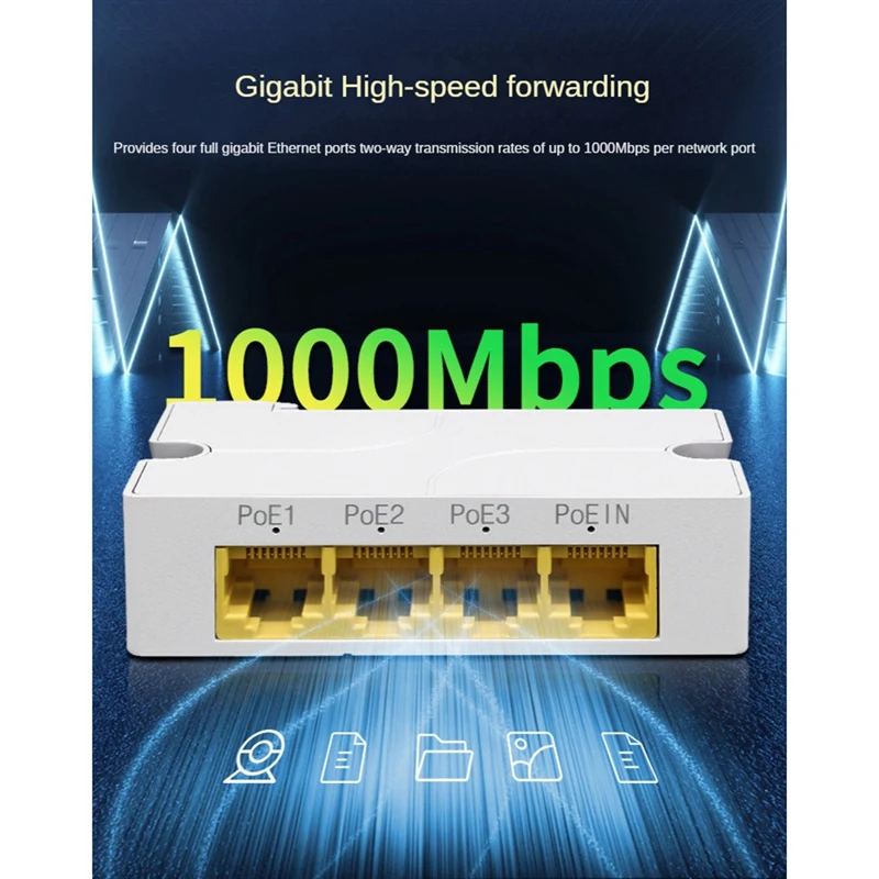 4พอร์ต Gigabit PoE Extender 1000M 1ถึง3เราเตอร์อินเตอร์เน็ต Repeater IEEE802.3Af/AT Plug & Play สำหรับ PoE Switch NVR กล้อง IP AP