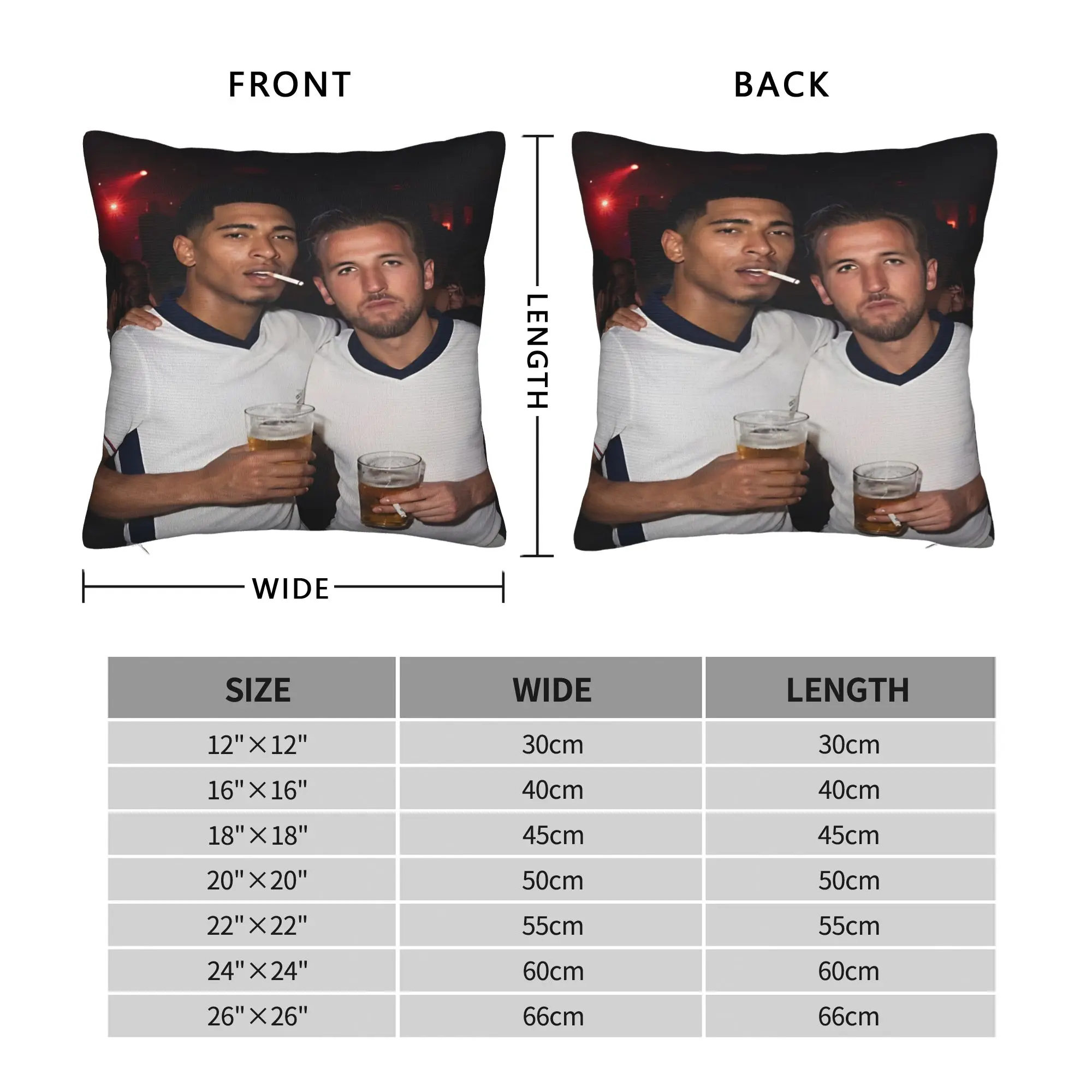 Pillow Case Jude Bellingham Harry Kane Night Club Casual Collage Soft  Pillow Cover For Couch Sofa Bedroom Vintage Pillowcases